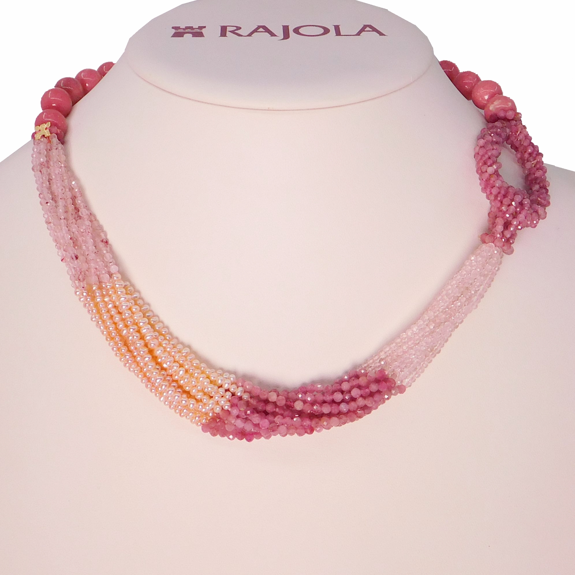 Collana in oro e quarzo rosa, Rajola. Collezione AFRICA. Codice 25-499-7-12.