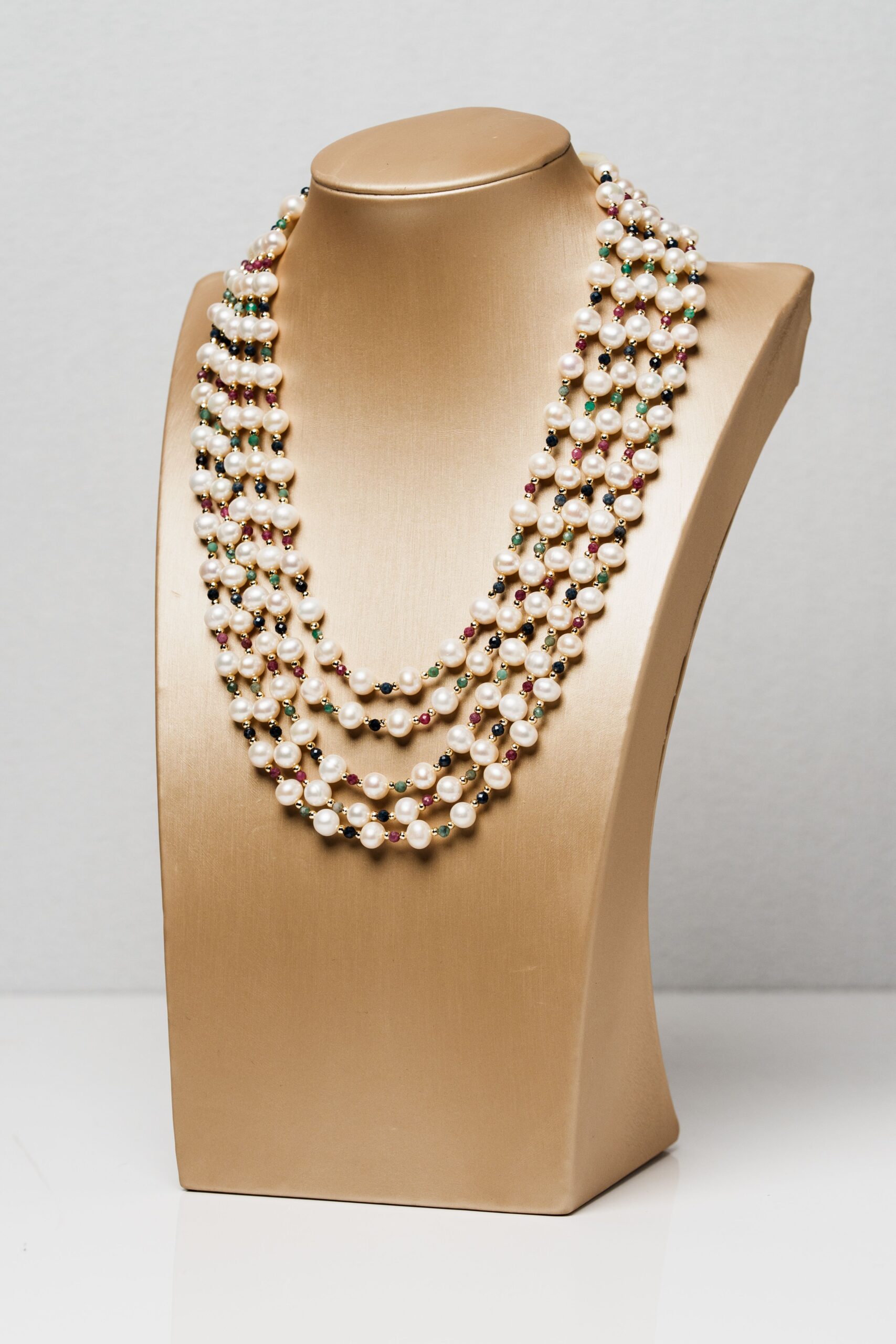 Collana Cecilia 5 fili ematite gialla