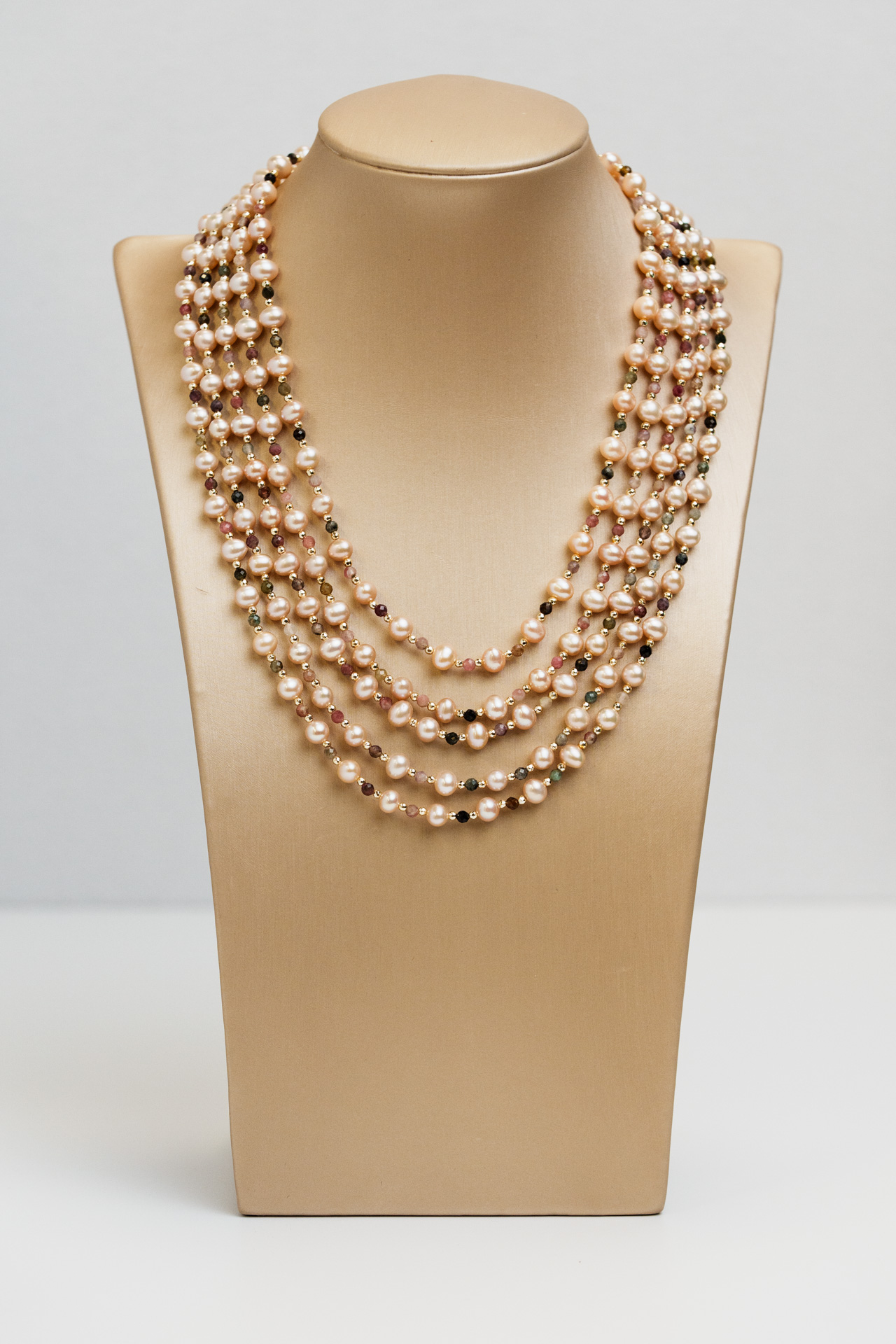 Collana Cecilia 5 fili perle rosa