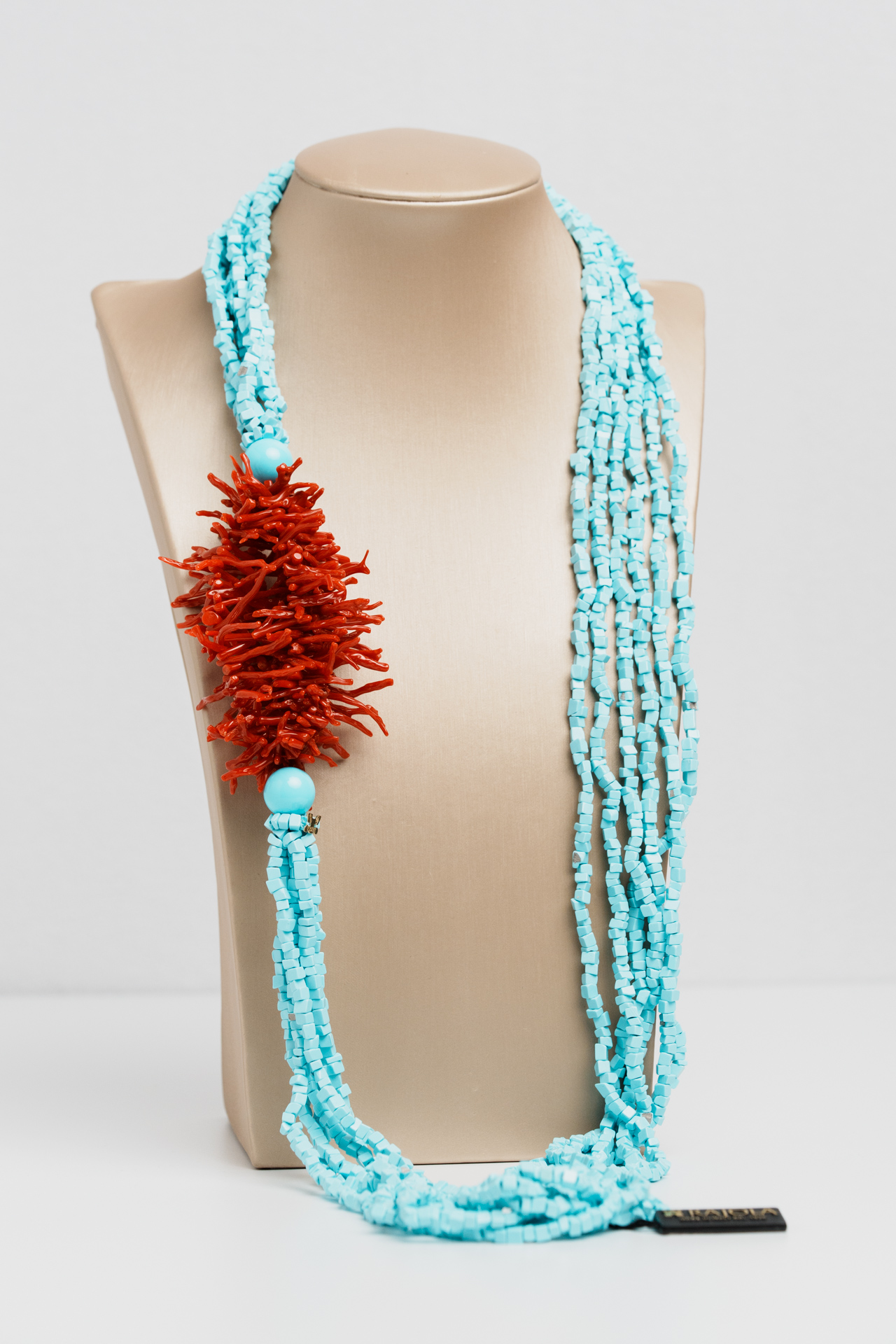 Collana Oceano corallo e pasta di turchese